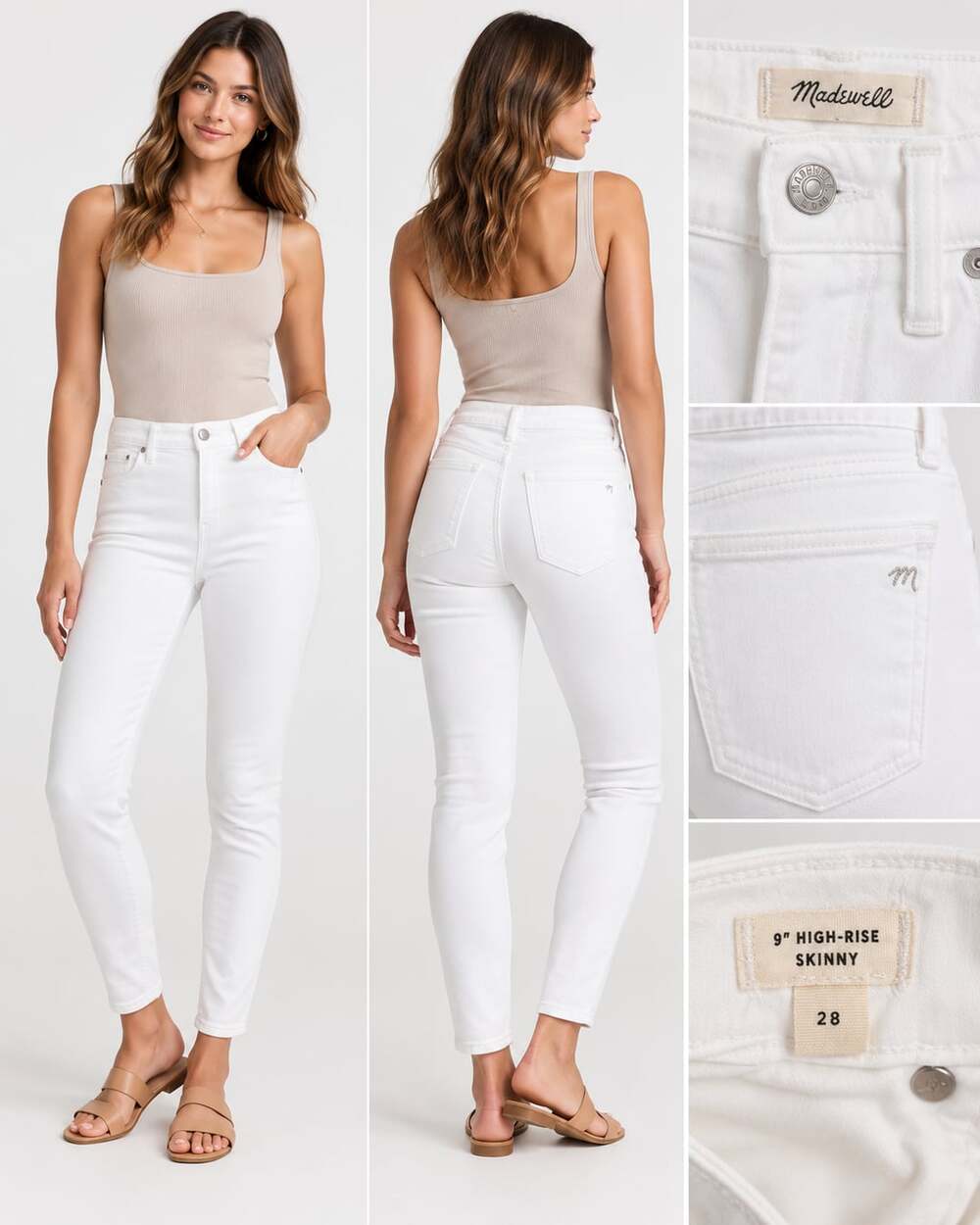 Madewell 9" High-Rise Skinny Jeans Size 28 White